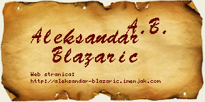 Aleksandar Blažarić vizit kartica
